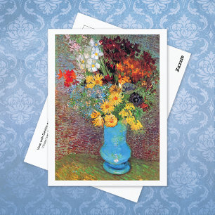 Postal Vase con Daisies Anemones Vincent van Gogh