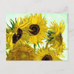 Postal Vase con doce girasoles, Bella Artes Van Gogh<br><div class="desc">Vida fija: Vase con doce girasoles, Vincent van Gogh. Arles, agosto de 1888. Vase con Doce girasoles es la tercera versión de la segunda serie de girasoles de Vincent van Gogh, pintada en Arles en agosto de 1888. El fondo es azul-verde y las flores parecen mucho más amarillas que en...</div>