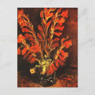 Postal Vase con el Bella Artes Red Gladioli Van Gogh