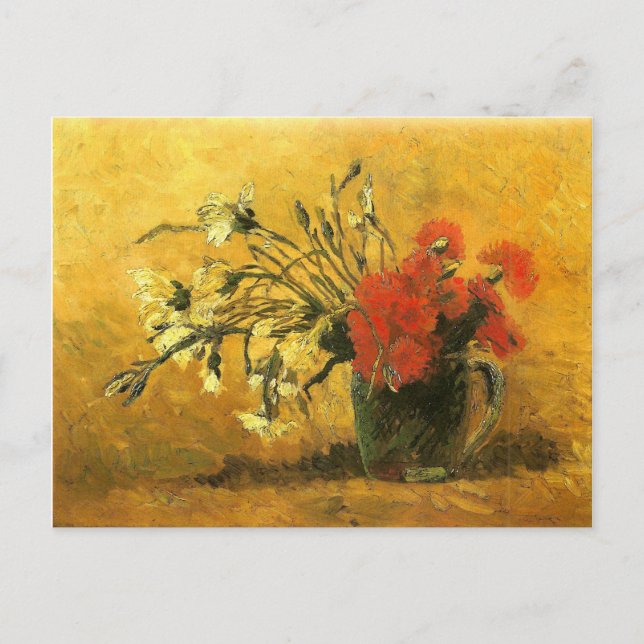 Postal Vase con el Bella Artes Van Gogh de Carnations Red (Anverso)