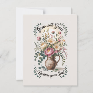 Postal Vase Con Florals Crecer Con Cita De Gracia