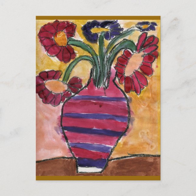 Postal Vase con flores (Anverso)