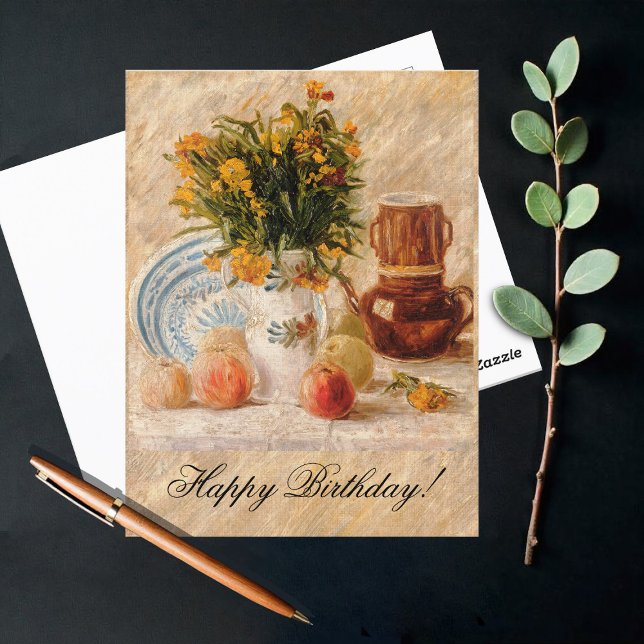 Postal Vase con flores, café y fruta, van Gogh (Subido por el creador)