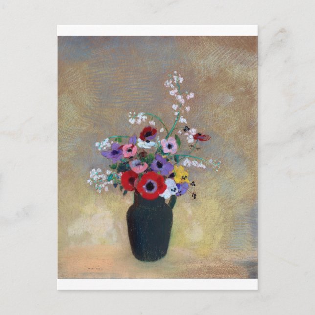 Postal Vase con flores mixtas, Redon (Anverso)