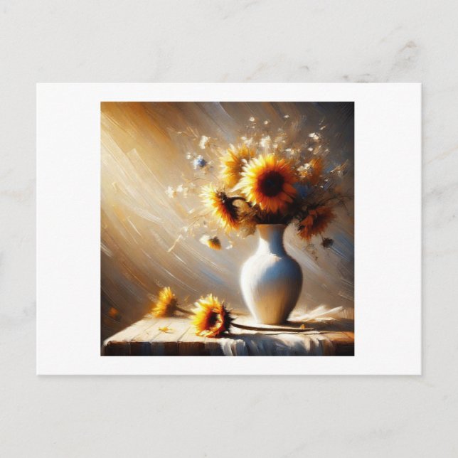 Postal Vase con girasoles, (Anverso)