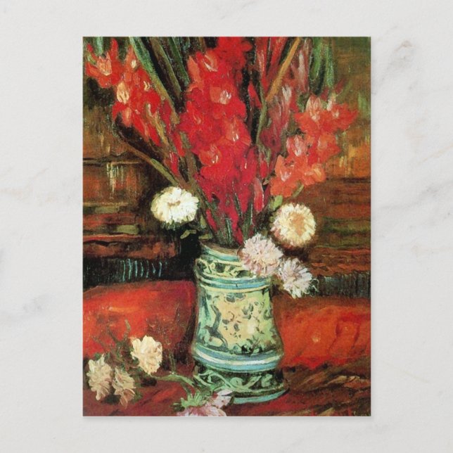 Postal Vase con Gladioli Rojo, Bella Artes Van Gogh (Anverso)