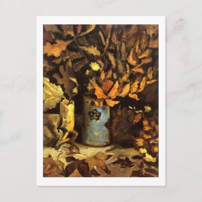 Postal Vase con las hojas muertas Bella Artes Van Gogh (Anverso)