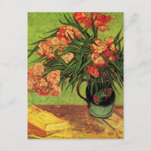 Postal Vase con Oleanders y Libros de Vincent van Gogh