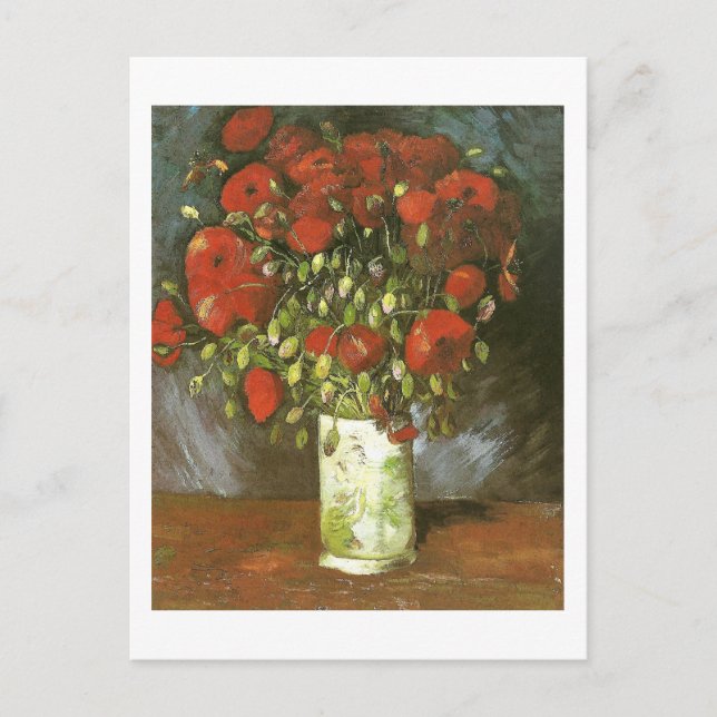 Postal Vase Con Poppies Rojos (F279)Van Gogh Bella Artes (Anverso)