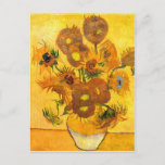 Postal Vase con quince girasoles de Vincent van Gogh<br><div class="desc">Hasta donde sé,  estas imágenes son de dominio público y se cree que son libres de usar sin restricciones en Estados Unidos. 
 Por favor,  contáctame si descubres que alguna de estas imágenes no está en dominio público.</div>