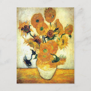 Postal Vase con quince girasoles de Vincent van Gogh 1