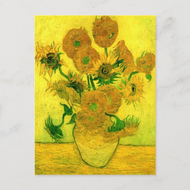 Postal Vase con Quince Sunflowers Van Gogh Bella Artes (Anverso)