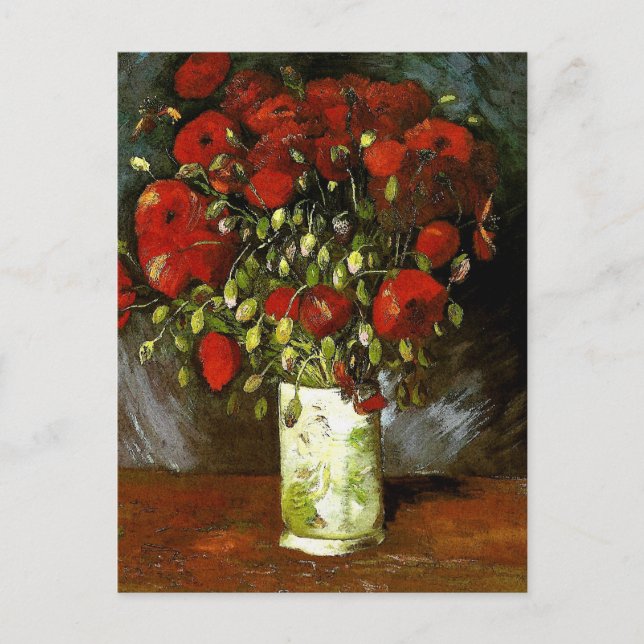 Postal Vase con rojos de los pepinos Van Gogh Bella Artes (Anverso)