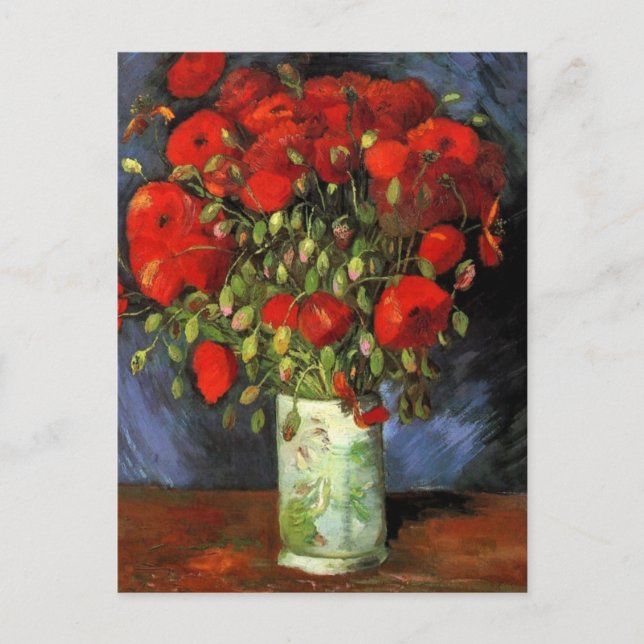 Postal Vase con rojos de Van Gogh (Anverso)