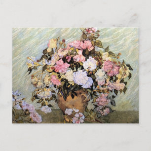Postal Vase con rosas rosadas (F681) Bella Artes Van Gogh