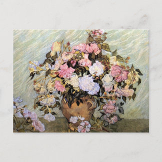 Postal Vase con rosas rosadas (F681) Bella Artes Van Gogh