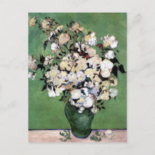 Postal Vase con rosas rosadas (F682) Bella Artes Van Gogh