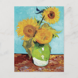 Postal Vase con tres girasoles de Vincent Van Gogh
