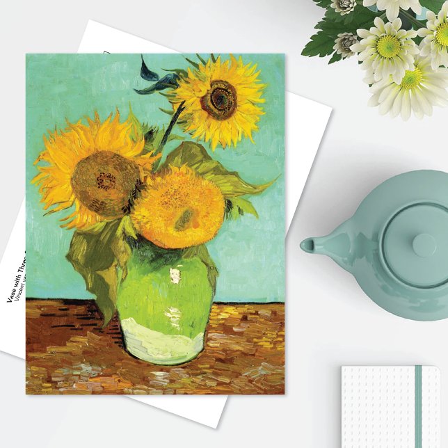 Postal Vase con tres girasoles Vincent van Gogh (Subido por el creador)