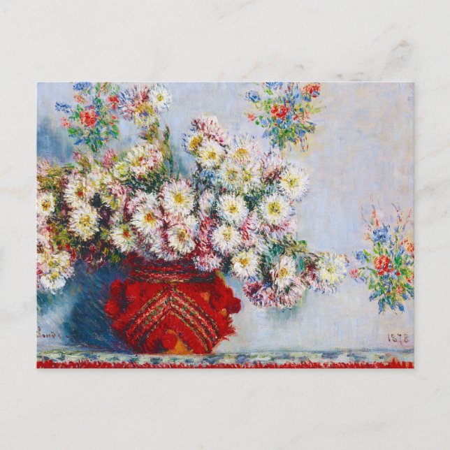 Postal Vase de crisantemos Claude Monet (Anverso)