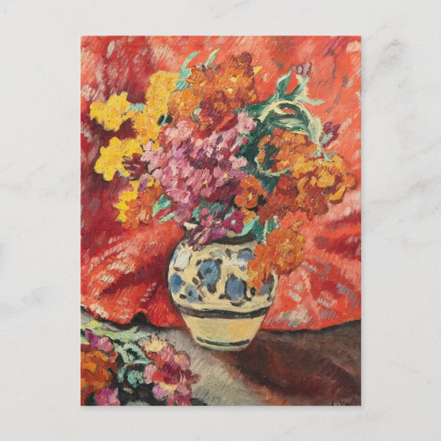 Postal Vase de Fleurs à la Draperie Rouge | Louis Valtat (Anverso)