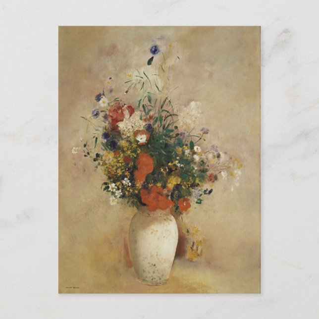 Postal Vase de flores, Bella Artes de Odilon Redon (Anverso)