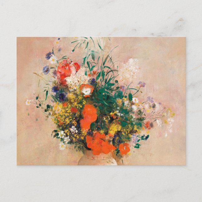 Postal Vase de flores por Redon Post-Impresionista (Anverso)