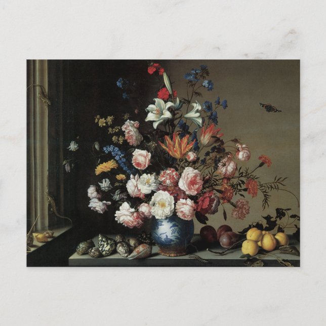 Postal Vase de flores por una ventana, Balthasar van der  (Anverso)