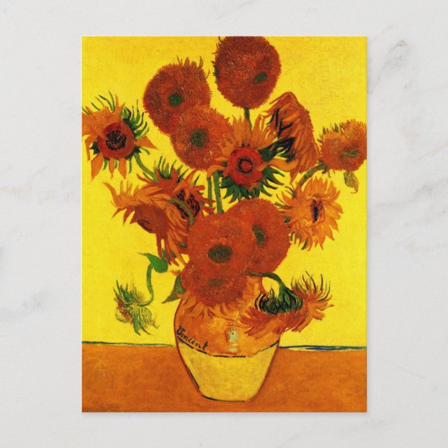 Postal Vase de la vida con 15 girasoles Vincent van Gogh (Anverso)