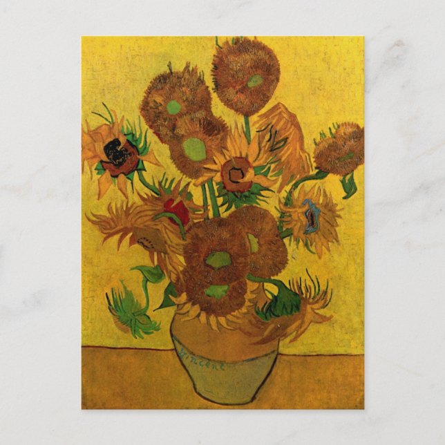 Postal Vase de la vida con 15 girasoles Vincent van Gogh (Anverso)