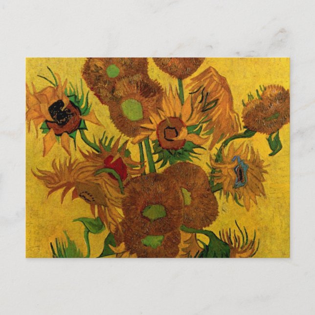 Postal Vase de la vida con 15 girasoles Vincent van Gogh (Anverso)