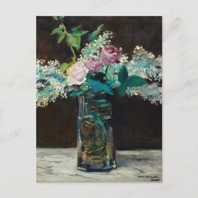 Postal Vase de Lilacs y Rosas Blancos | Édouard Manet (Anverso)