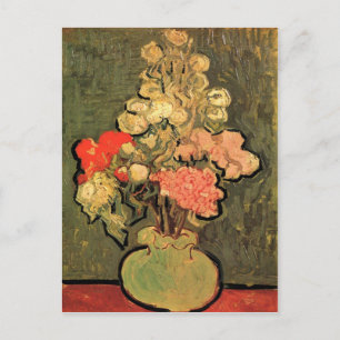 Postal Vase de vida fija con máscaras Rosas por van Gogh