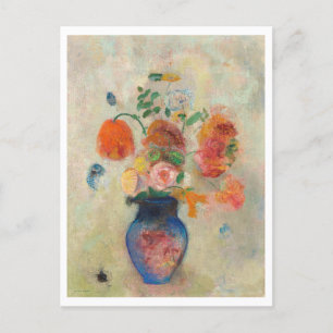 Postal Vase grande con pintura de flores