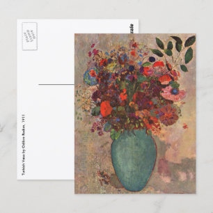 Postal Vase turca por Odilon Redon, arte de flores antigu