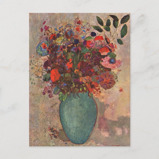 Postal Vase turca por Odilon Redon, arte de flores antigu (Anverso)