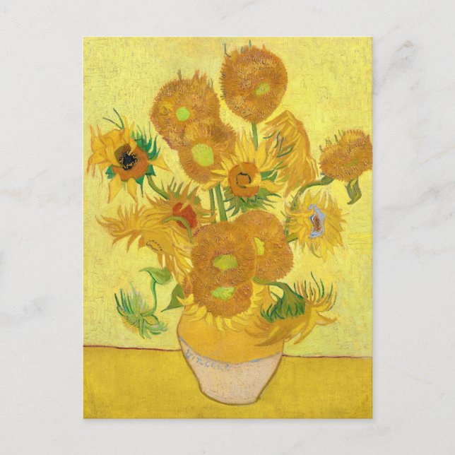 Postal Vase with fifteen sunflowers by Vincent Van Gogh (Anverso)