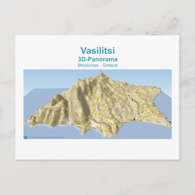 Postal Vasilitsi - Mapa 3D-Panorama - Postcard (Anverso)
