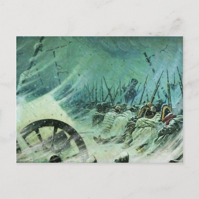 Postal Vasily Vereshchagin - Bivouac nocturno del Gran Ej (Anverso)
