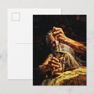 Postal Vaso de arena del viejo Tiempo escapándose Impasto
