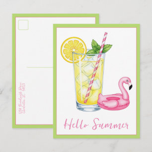 Postal Vaso de Limonada con Flamenco