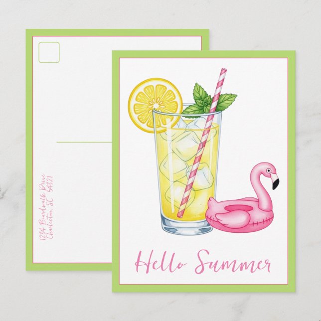 Postal Vaso de Limonada con Flamenco (Anverso / Reverso)