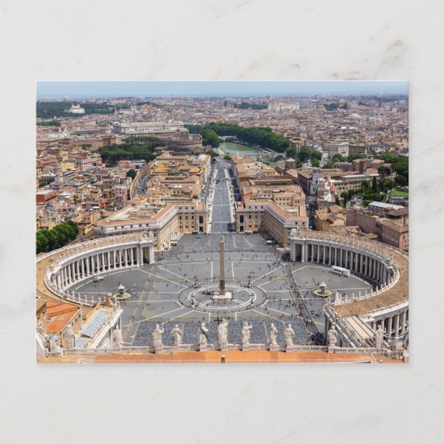 Postal Vaticano, Italia: Vista aérea de la Plaza San Pedr (Anverso)