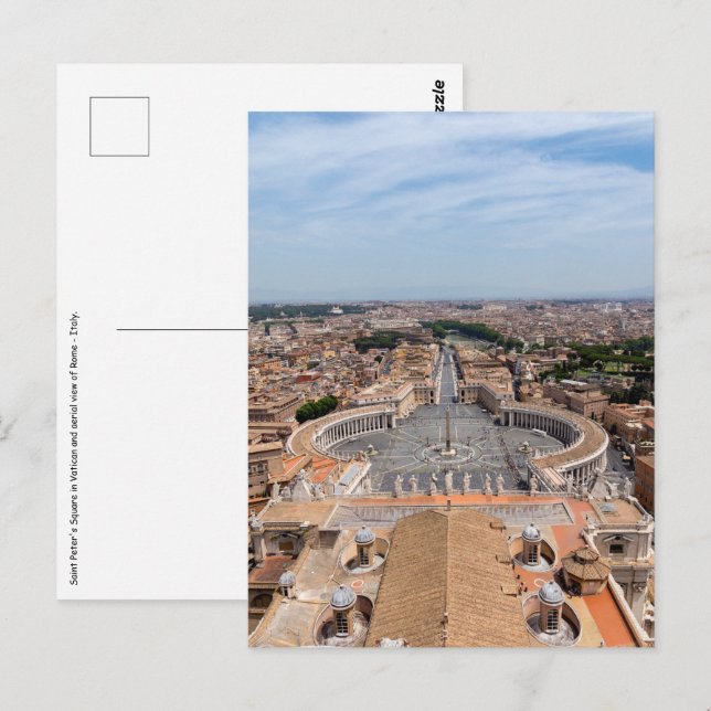 Postal Vaticano, Italia: Vista aérea de la Plaza San Pedr (Anverso / Reverso)