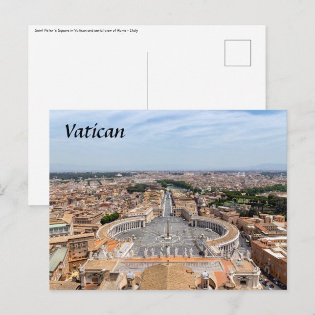 Postal Vaticano, Italia: Vista aérea de la Plaza San Pedr (Anverso / Reverso)