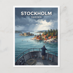 Postal Vaxholm y archipiélago de Estocolmo Suecia Recuerd
