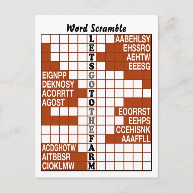 Postal Vayamos a la escaramuza de palabras de la granja (Anverso)