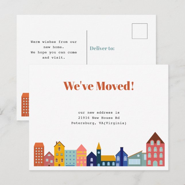 Postal Vecindario Bloque Vecinos Nos Mudamos Nueva Casa (Anverso / Reverso)