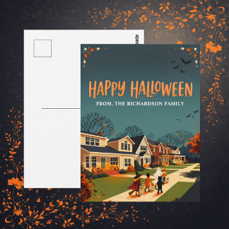 Postal Vecindario de Halloween Trick-or-Treat