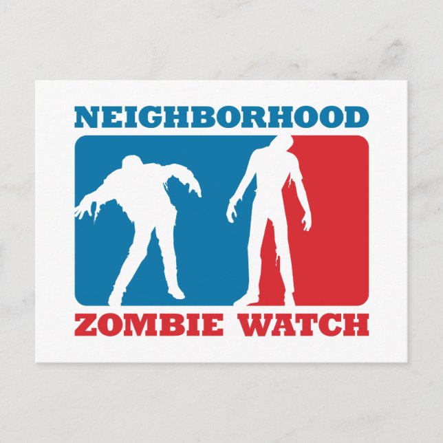 Postal Vecindario Zombie Watch - Rojo y Azul (Anverso)